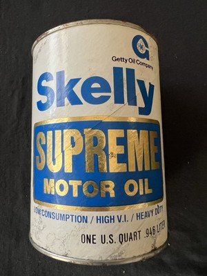 Vintage Skelly Supreme HD Motor Oil One Quart Tin, Empty, Hard To Find, Old Rare