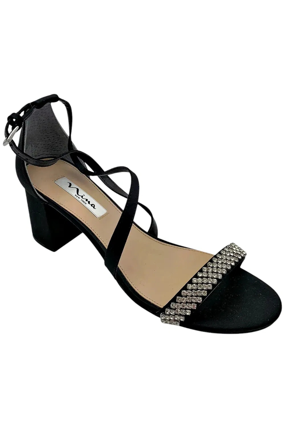 NINA Women's Nora Satin Heel Black
