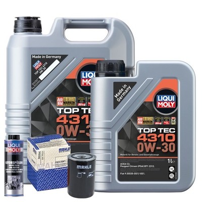 Motoröl 0W30 LIQUI MOLY Top Tec 4310 6L+MAHLE Ölfilter +Spülung