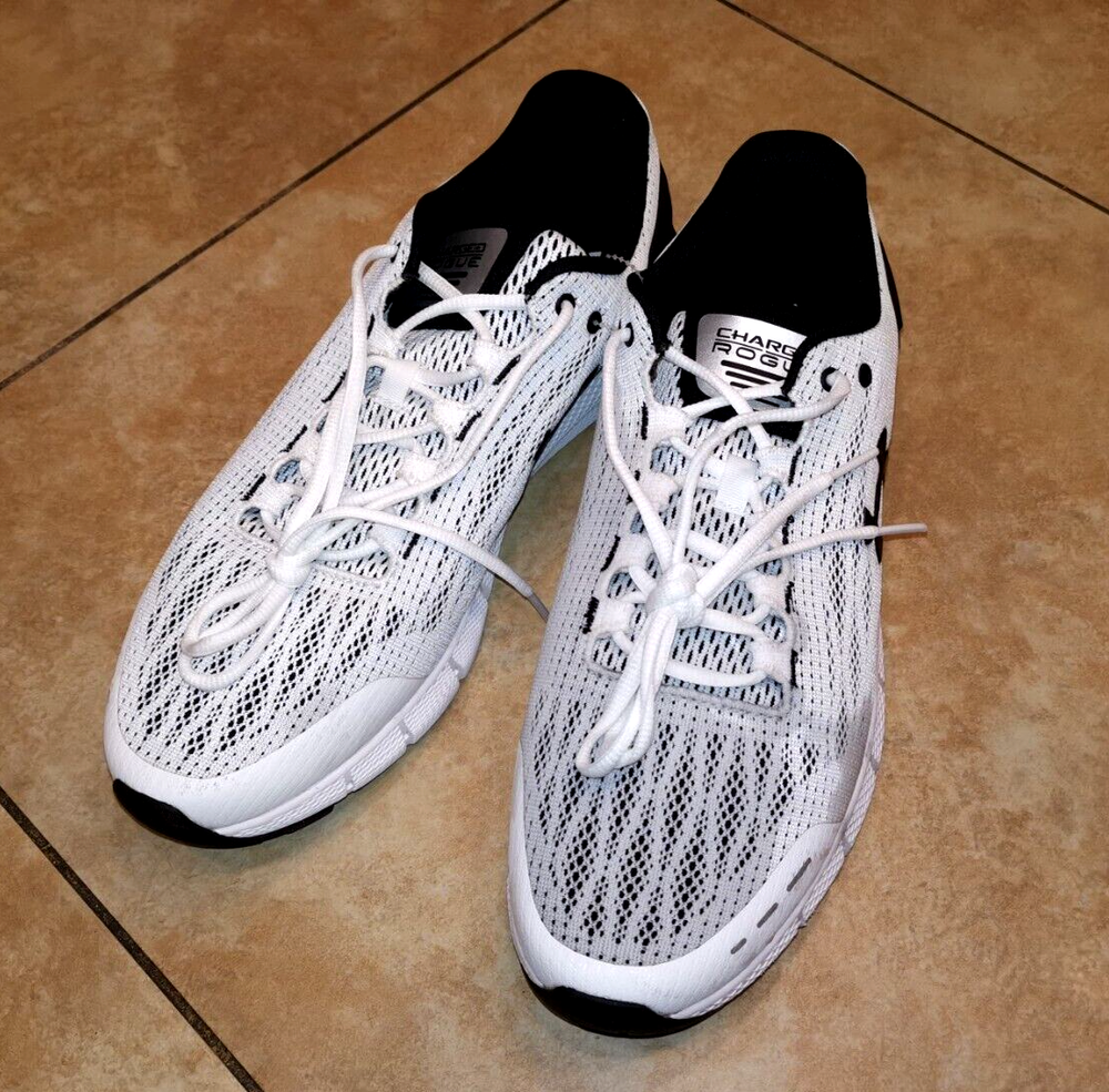 Under Armour Mens Charged Rogue White Mesh Running Shoes Size 12 Ankle High