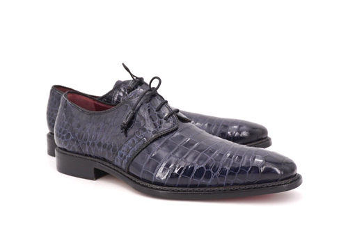 1x getragen | 1429 $ MEZLAN MARINI 13 M ALLIGATOR MARINEBLAU DERBY NORVEGESE EINFACHE ZEHE
