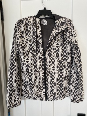 Volcom Hooded Windbreaker Jacket Womens Size Small Geo Print NEW