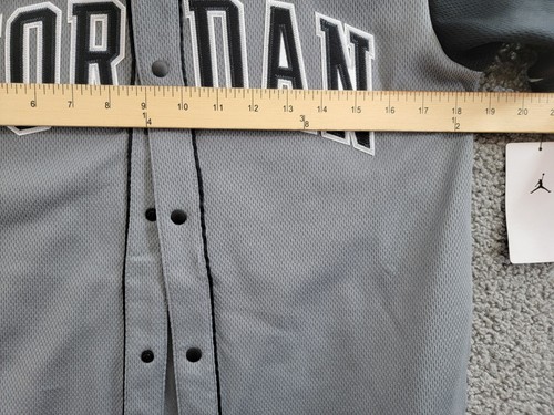 Jordan Baseball Jersey T-Shirt Big Boys L Smoke Gray Snap Front Closure S/S - Picture 6 of 17