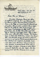 44917 - Claus Bergen. 2 Zeichnungen auf Briefköpfe und 3 eigenhändige Briefe.