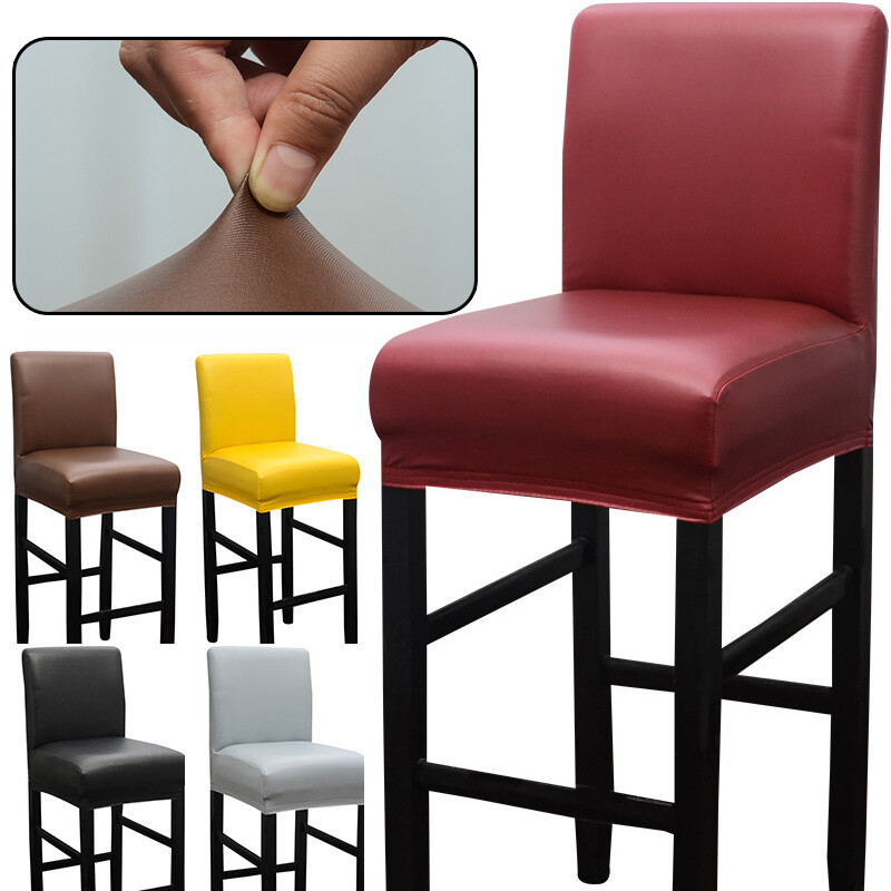 Cubierta de asiento de silla con respaldo corto bajo elástico extraíble decoración de taburete de bar