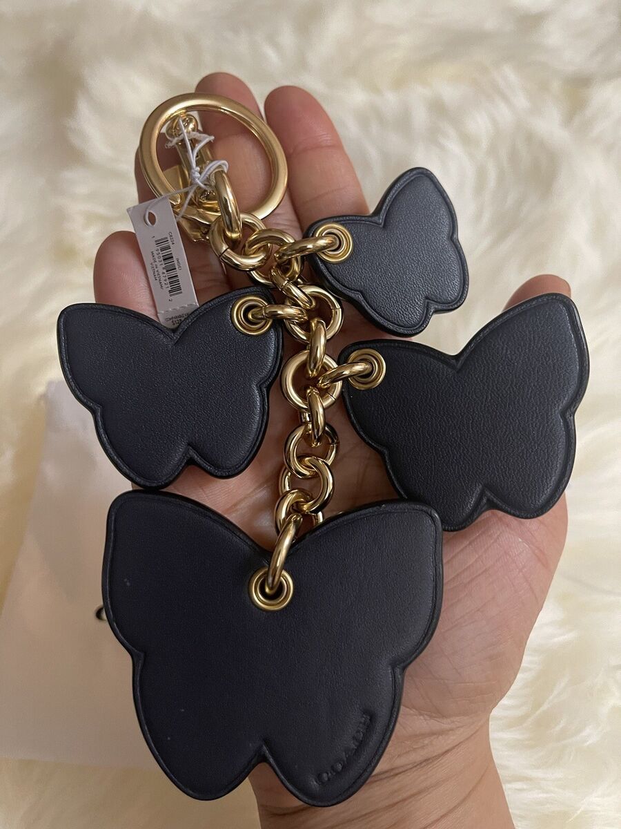 COACH Butterfly Cluster Mix Bag Charm Keychain Gold / Denim COACH Butterfly Cluster Mix Bag Charm Keychain Gold / Denim