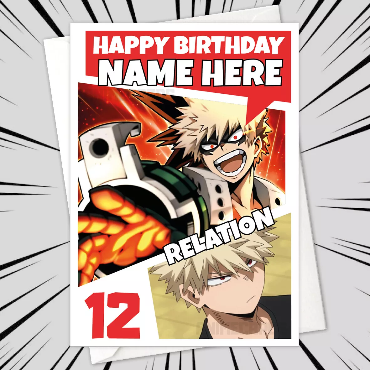 Personalised KACCHAN Birthday Card • personalized my hero academia bakugo anime