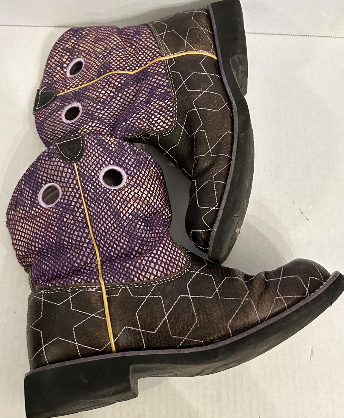 Ariat Fat boy Purple Snakeskin Pattern Brown Leather Women’s Size 5.5 ...