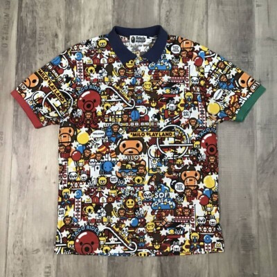 Glow in the dark BAPE Milo Land polo shirt A Bathing Ape Size L | eBay