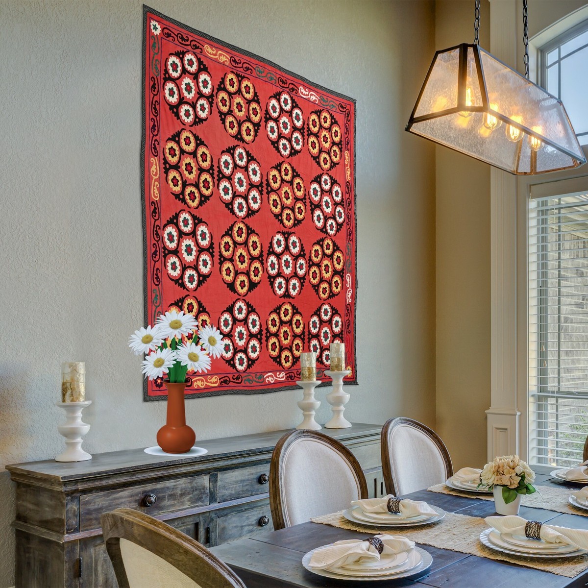Indian Hand made Embroidered, 7X 7.3 ft Eco friendly tapestry