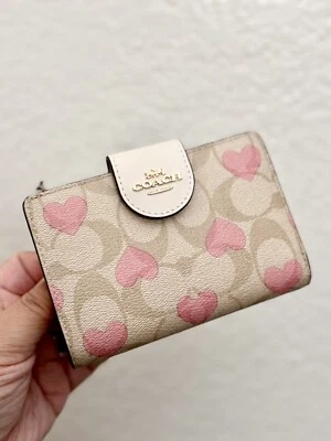 Coach Small Zip-Around Wallet Signature Leather with Floral Print