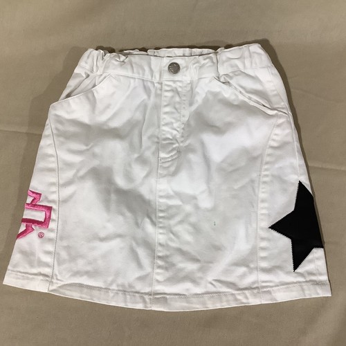 Harley-Davidson Youth White Skirt Girl Size 6 Pink Logo Pockets Adjustable Waist - Picture 2 of 11