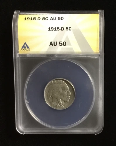 1915-D 5c Buffalo Nickel ANACS  AU 50