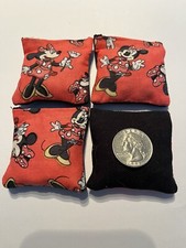 4 Minnie Mouse  Black Back  Mini cornhole bean bags, 2" X 2"