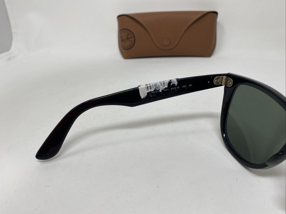 RAY BAN WAYFARER RB2140 901 54mm GLOSSY BLACK W/ GREEN G15 GLASS W