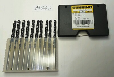 GUHRING  4,5 MM (.1771)   HSS-E TIN  2-FLUTE  JOBBER LENGTH  DRILLS  10PCS 