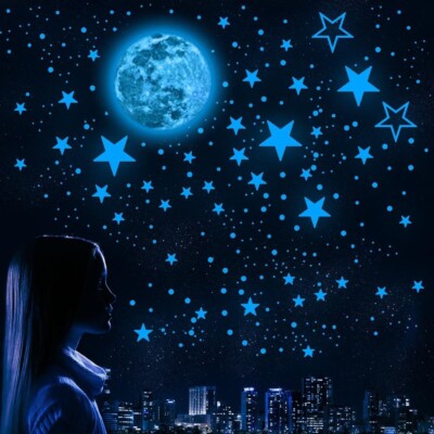 435Pcs Glow In The Dark Luminous Stars And Moon Planet Space Wall Stickers Decal