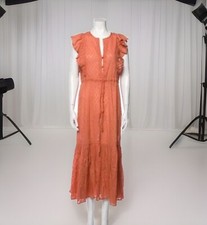Emerson Fry Midi Dress Womens size small Orange V Neck Cotton