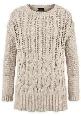 Sommerpulli Grobstrickpullover Lochmuster Zopfmuster LAURA SCOTT Gr. 36/38