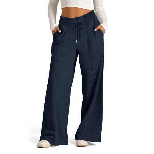 Damen Jogginghose mit weitem Bein Unterteil Freizeit Sport Jogging Hose - Bild 35 von 36