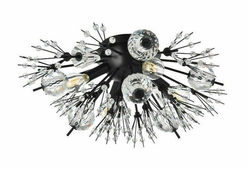 Black Dining Room Sputnick Crystal Flush Mount Light Bathroom Lighting 19 inch - Picture 2 of 5