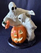 Paper Magic Group 1997 Molded Ghosts & Jack-O-Lantern Halloween Display~11 1/2"