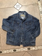 MENS ROCAWEAR DENIM TRUCKER JACKET EMBROIDERED XL Hip Hop Streetwear