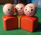 VINTAGE FISHER PRICE ALL WOOD LITTLE PEOPLE LOT OF 3 square triangle mint HTF