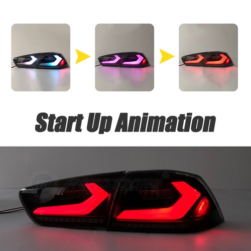 HCmotion RGB LED Tail Lights For Mitsubishi Lancer EVO X 2008-2017 Smoked 4Pcs - Foto 12 di 23