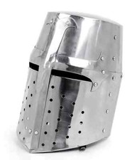 Medieval Knight Crusader helmet Combat Bascinet helmet Armor LARP costume helmet