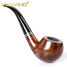 Handcrafted Briar Pipe Curved Stem Wooden Tobacco Smoking Pipe Decoration Ring