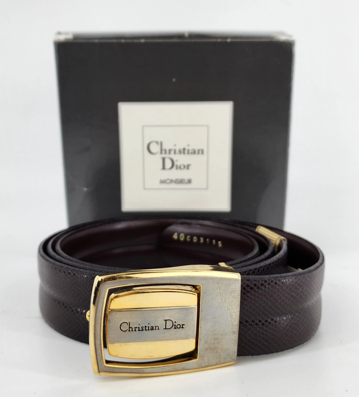 Véritable ceinture vintage en cuir marron réversible CHRISTIAN DIOR : LIVRAISON GRATUITE (16025)