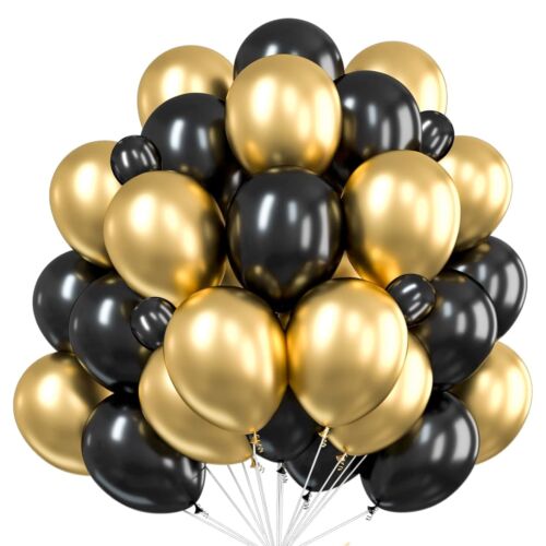 Luftballons schwarz-gold mix ø 35 cm - luft & helium Silvester Party Dekoration - Bild 1 von 8