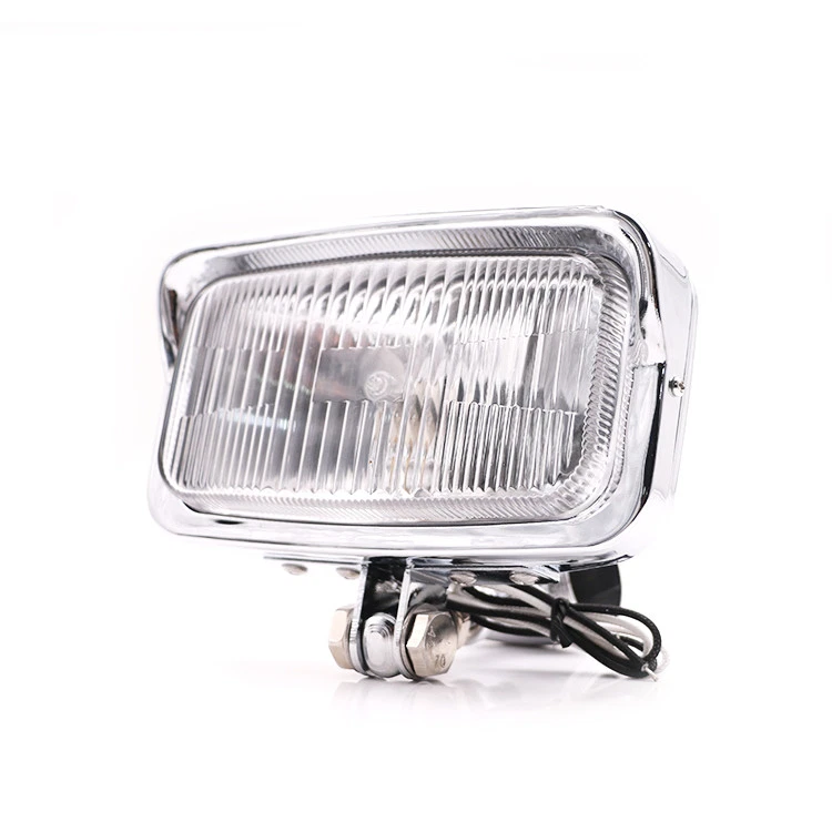 Phare Rectangulaire Carré Rétro Chrome Café Racer Pour Harley Honda Kawasaki VN - Photo 2/4