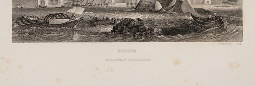 C. DUTTENHOFER (*1776), Rhodos. Hafenansicht mit Stadtbefestigung, Sst. - Bild 5 von 5