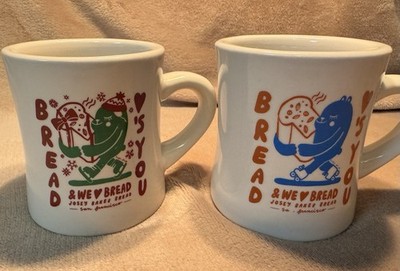 Lot 2 Art mugs Diner Style Bread Loves You Monster San Francisco Bakery funky