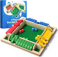 Shut the Box Wooden Dice Game for 2-4 Players - Fun Math Challenge