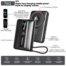 Magnetic 22.5W Power Bank 10000mAh with Smart Display for A-pple Watch, i.Phone