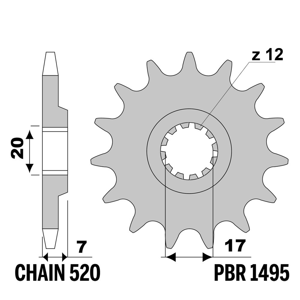 Pignon avant Betamotor Synt Trial 260 1992-1995 PBR 10 dents pas 520