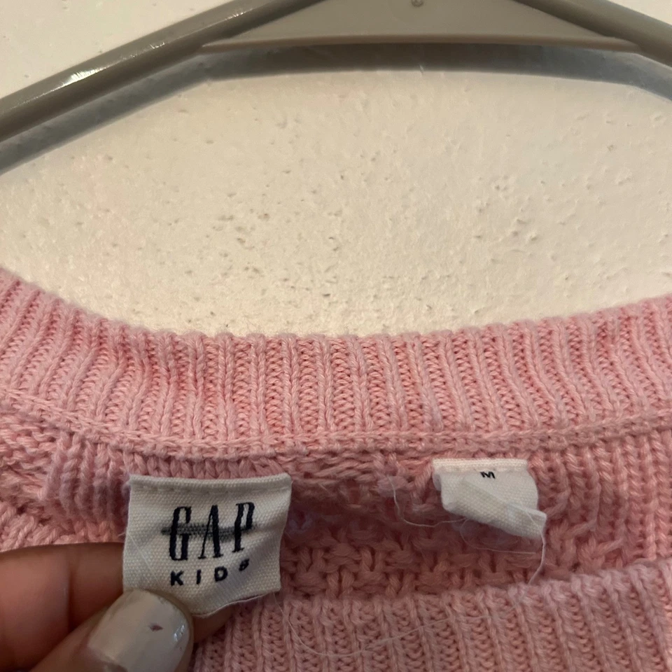 GAP Kids Pink Cable Knit Sweater Girls Medium M Cotton Blend - Image 3 of 4