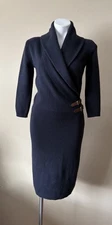 Ralph Lauren Cashmere Sweater Dress Wool Blend blue Medium Long Sleeve