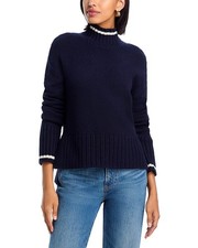 Veronica Beard Wool Blend Lancetti High Neck Ribbed Sweater