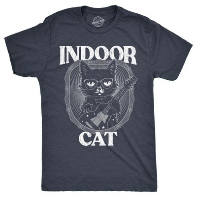 Mens Indoor Cat Funny T Shirt Introvert Sarcastic Tee for Men