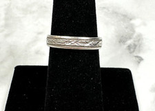 Sterling Silver Ring Band with Etched Design - Size 7