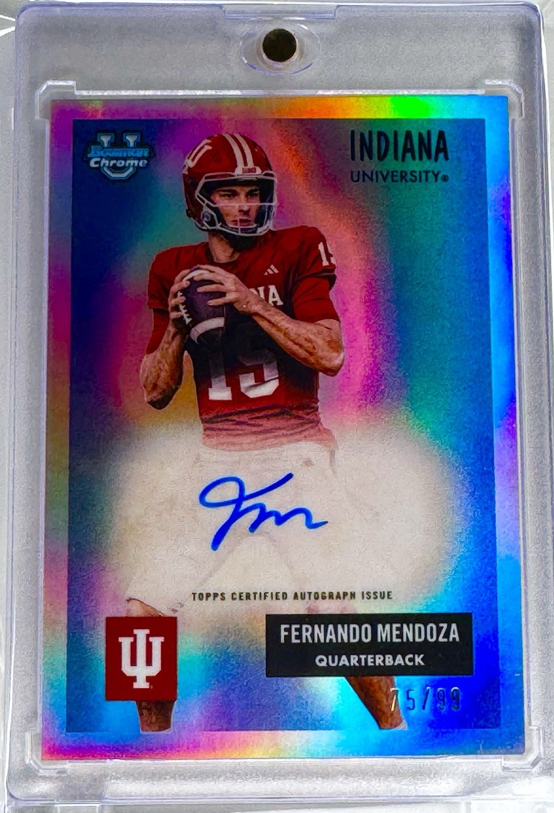 2025 Bowman Chrome U Fernando Mendoza 1955 Auto SP /99 Indiana