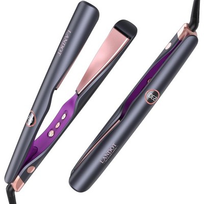 Lockenstab & Haarglätter 2 in 1 - Keramik-Titanplatten - Schnelles Aufheizen
