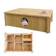 Multi Chamber Hamster House,Wooden Guinea Pig Maze Hideout Hut Interesting Mu...
