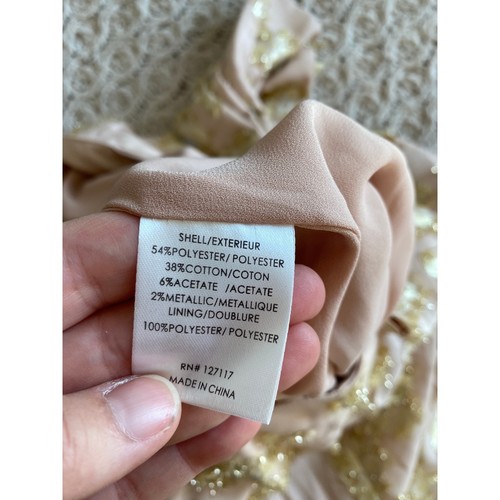 Badgley Mischka Skirt Rose Gold Metallic Bow Floral Applique Midi Size 12 NWT - Picture 5 of 5