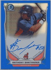 2014 Bow Chrome . Anthony Santander .  BLUE  Refractor Autograph rookie  116/150