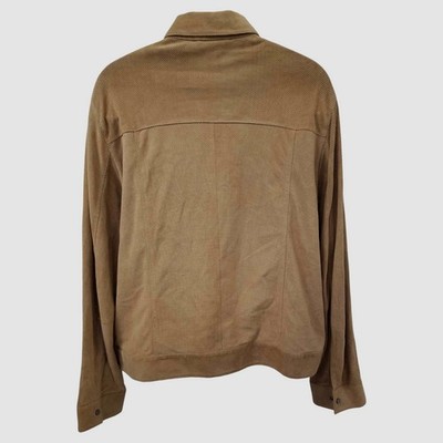 Emporio Armani Icon Men Beige Perforated Suede Leather Trucker